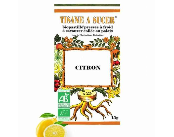 BIOPASTILLE Tisane  Sucer - Citron Bio - 25 Pastilles