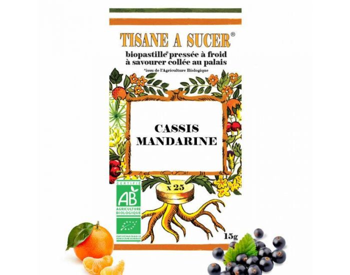 BIOPASTILLE Tisane  Sucer - Cassis Mandarine Bio - 25 Pastilles