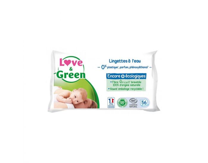 LOVE & GREEN Lingettes � l'Eau Paquet de 56