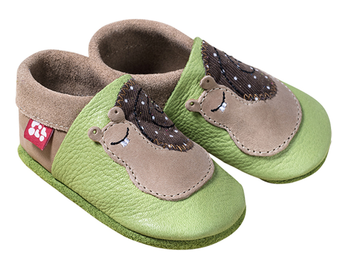 POLOLO Chaussons en Cuir - Escargot Vert