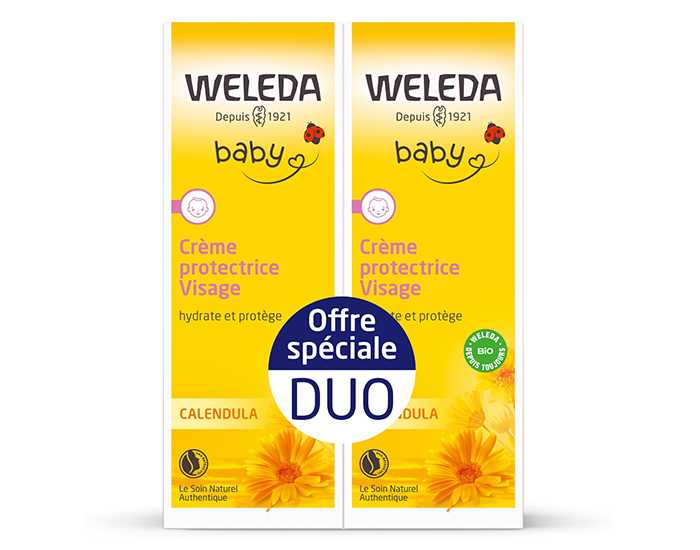WELEDA Duo Crme Protectrice Visage Calendula - 2 x 50 ml