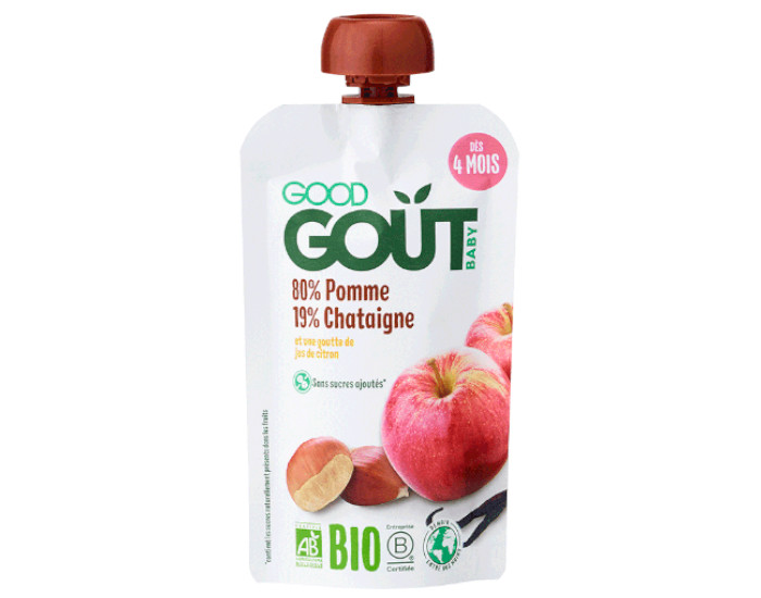 GOOD GOUT Gourde de Fruit pour Bb 120 g - Pomme Chatagne - Ds 4 mois