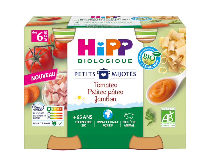 HIPP Les Petits Mijot�s - 2 x 190 g Tomates Petites p�tes Jambon - 6M