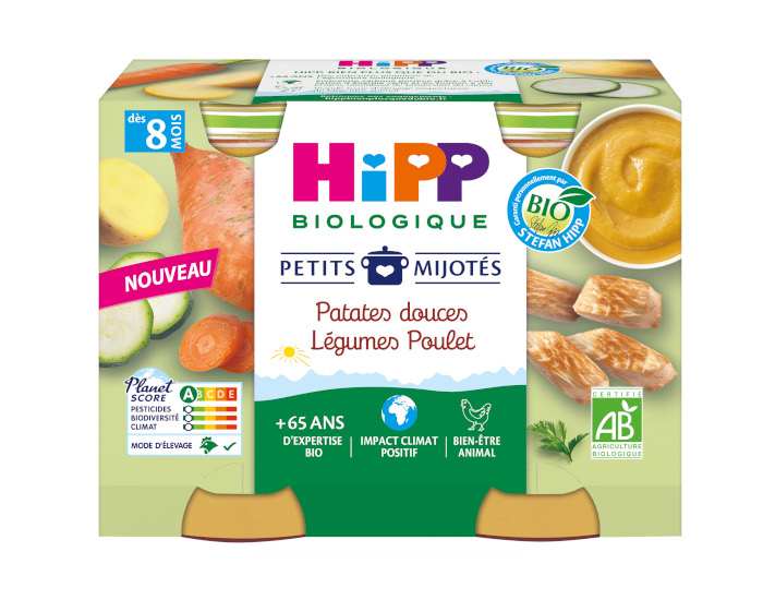 HIPP Les Petits Mijot�s - 2 x 190 g Patates douces L�gumes Poulet - 8M