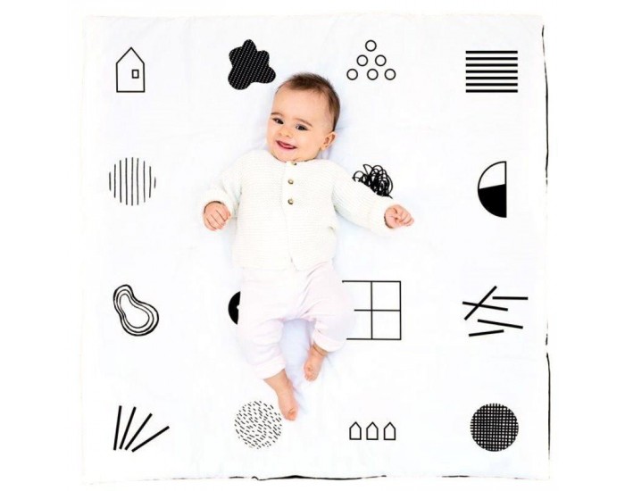 PRAIRYMOOD Tapis d'�veil en Coton Bio - Graphique Noir & Blanc