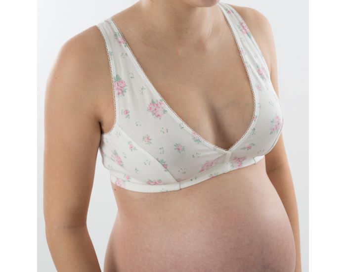 BOGEMA Brassire grossesse et allaitement en coton Bio - Eglantier Blanc