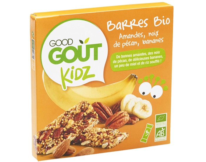 GOOD GOUT KIDZ Barres Bio Amandes Noix de Pcan Bananes - 3 x 20 g