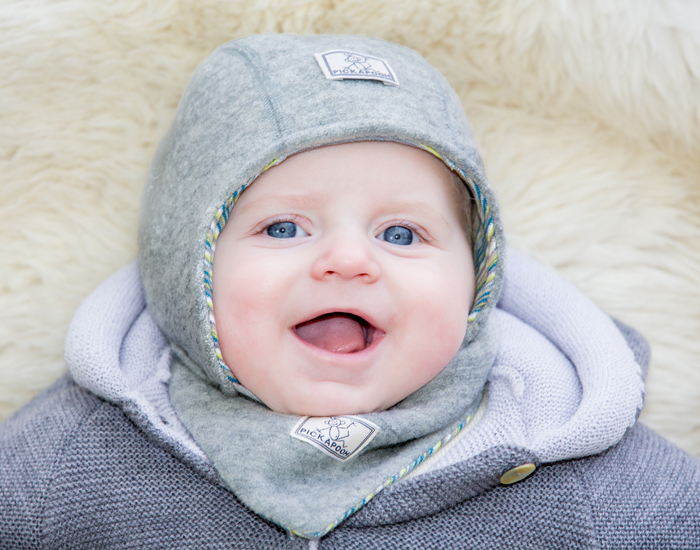 PICKAPOOH Bonnet Bb Rversible Feutre de Laine Luc - Gris et Multicolore