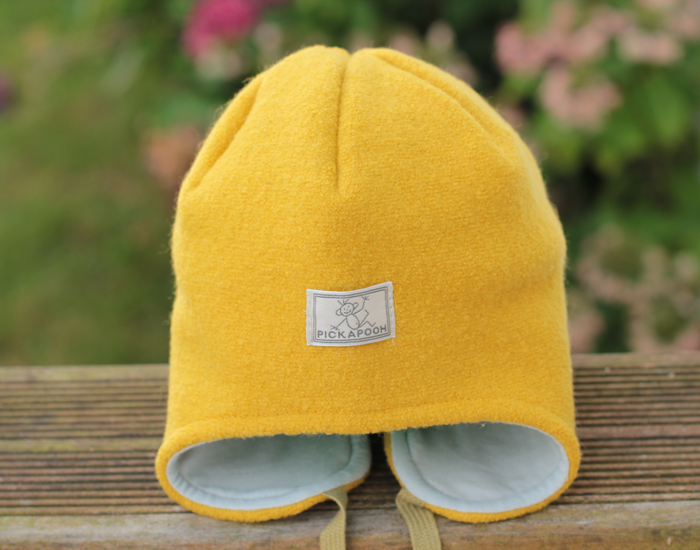 PICKAPOOH Bonnet Bb Rversible Feutre de Laine Luc - Jaune et Multicolore 