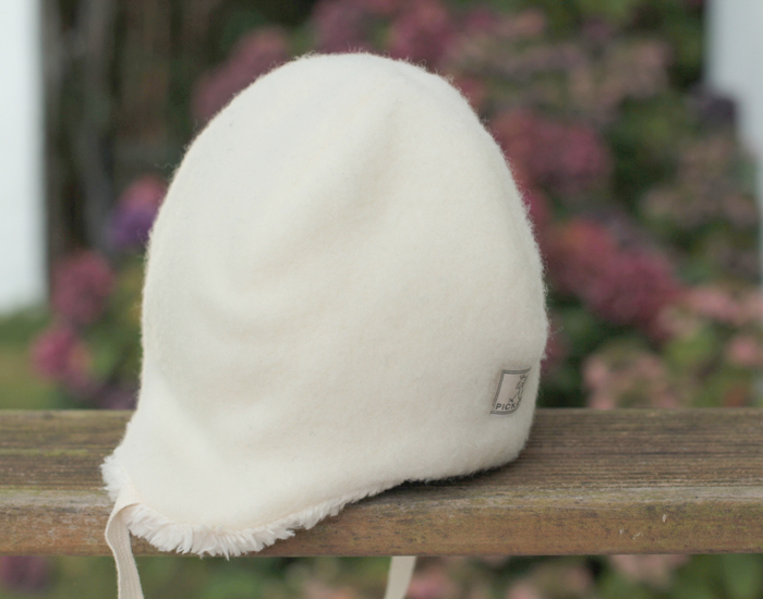 PICKAPOOH Bonnet Bb en Polaire de Laine Jonas - Ecru 