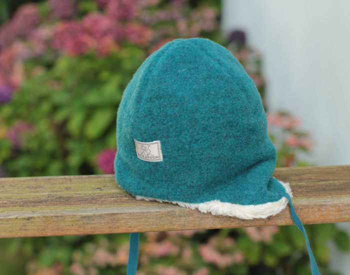 PICKAPOOH Bonnet Bb en Polaire de Laine Jonas - Bleu Canard