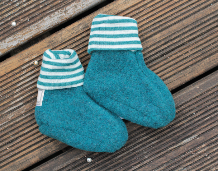 PICKAPOOH Chaussons Chaussettes B�b� en Polaire de Laine - Bleu Canard 