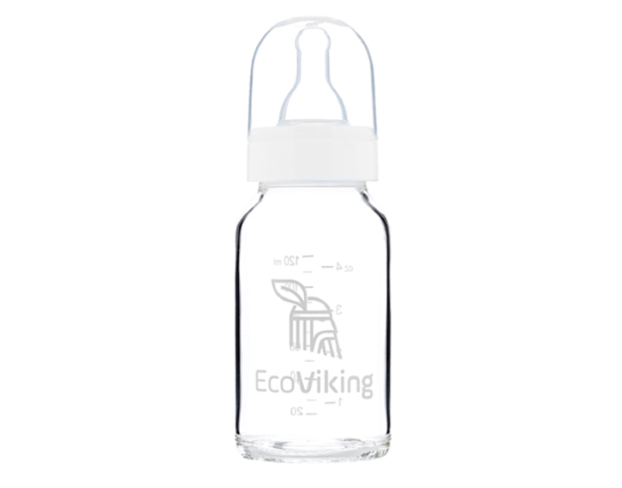 ECOVIKING Biberon en Verre - T�tine Silicone - 120 ml