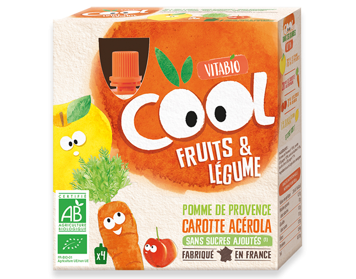 VITABIO Cool Fruits et Lgumes Pomme Carotte - 4 x 90 g