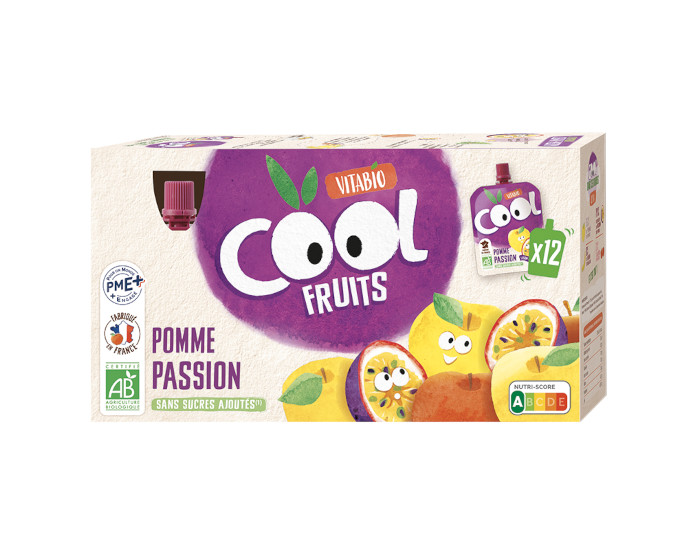 VITABIO Pack Famille Cool Fruits Pomme Passion - 12 x 90 g