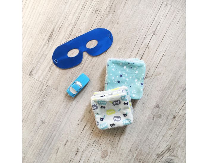 CAROTTE & Cie Lot de 10 Lingettes Lavables Super Hros et Etoiles Cladon