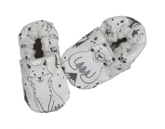 CHOUCHOUETTE Chaussons souples 6-12 mois fox and bear nb