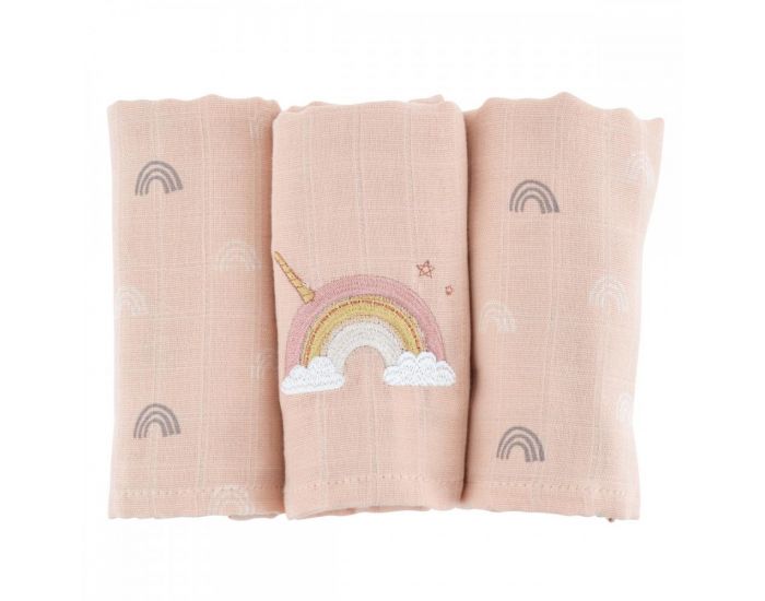 LITTLE CREVETTE Lot de 3 langes - 60 x 60 cm