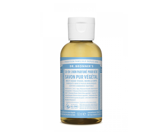 DR BRONNER'S Savon Liquide Sans Parfum Bébé et Famille - 60 ml