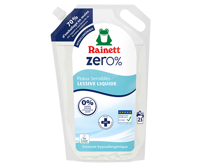 RAINETT Lessive Liquide Zéro% Eco-Recharge Peaux Sensibles - 1,7L