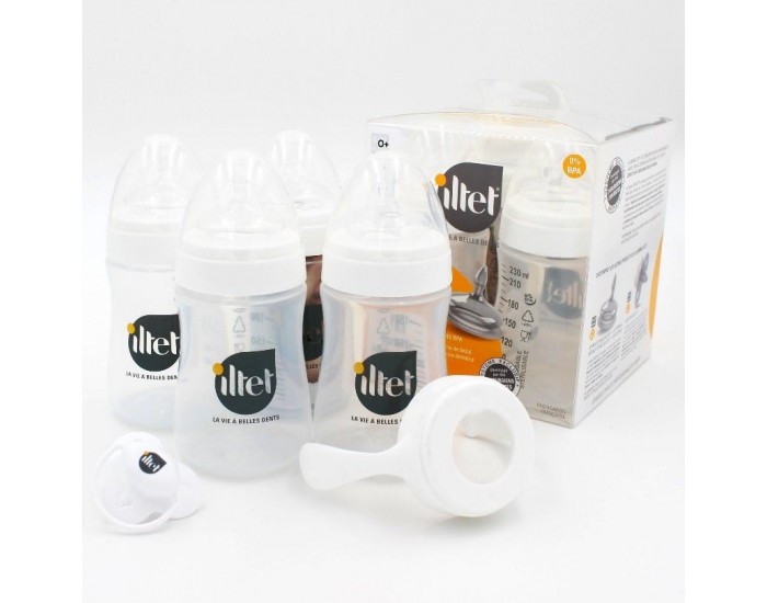 ILTET Coffret 4 Biberons Anatomiques sans BPA & Accessoires
