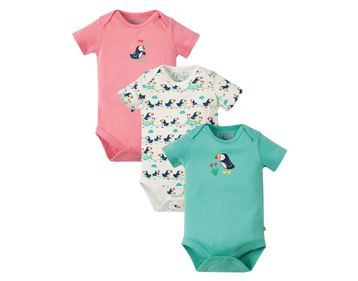FRUGI Lot de 3 Bodys Manches Courtes - Toucan
