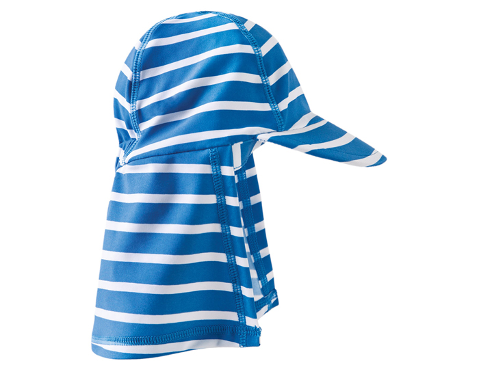 FRUGI Casquette de Bain Protge Nuque Anti-UV - Rayures Marines