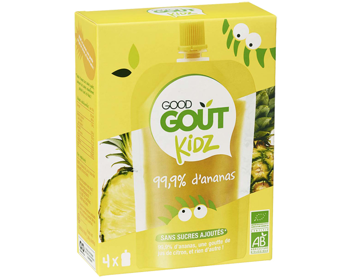 GOOD GOUT KIDZ Gourdes ANANAS - 4 x 90 g - Ds 3 ans