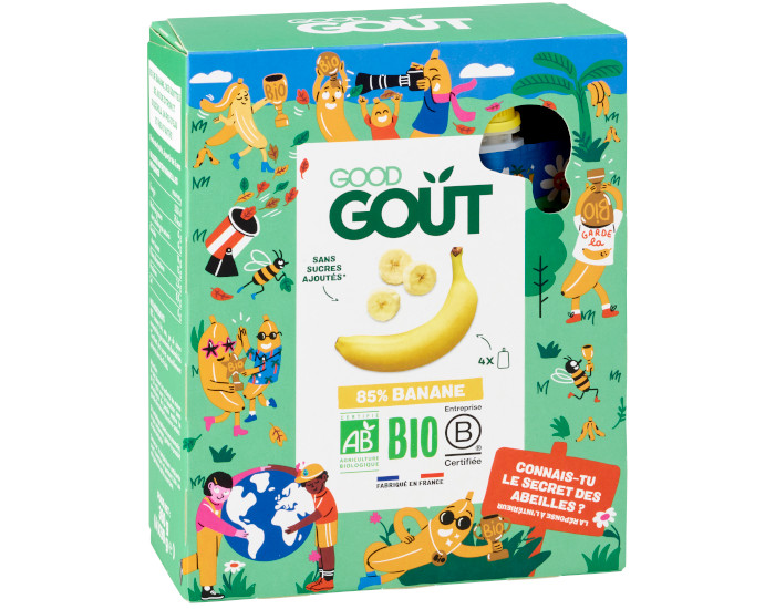 GOOD GOUT KIDZ Gourdes BANANE - 4 x 90 g - Ds 3 ans