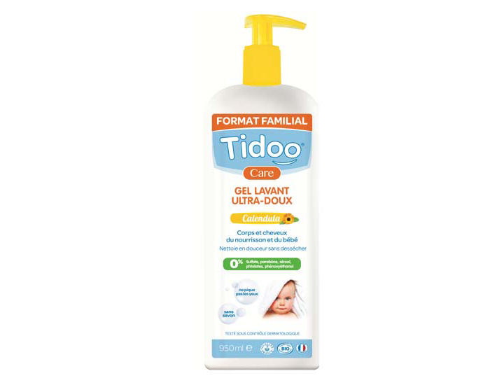 TIDOO Gel Lavant Ultra Doux Bio 2 en 1 au Calendula - 950 ml