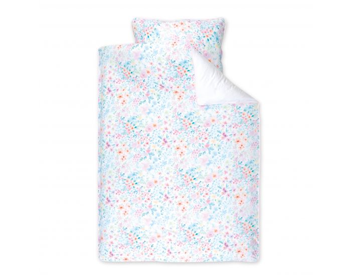 BEMINI Housse de lit 100x140cm Jersey Motif fleuri Cristal