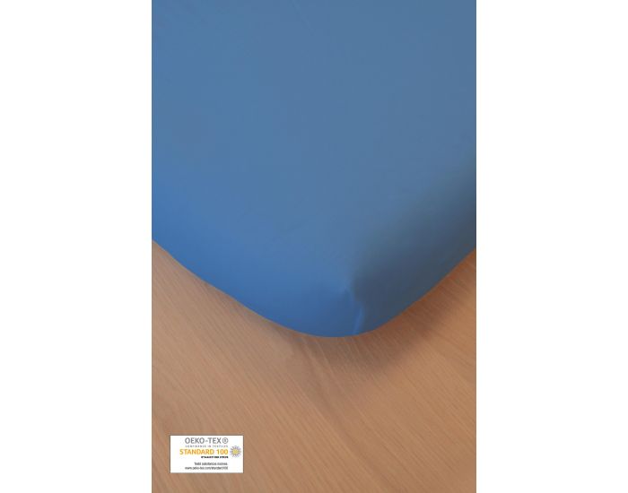 KADOLIS Drap housse COTON BIO 90x140 cm Bleu Jean