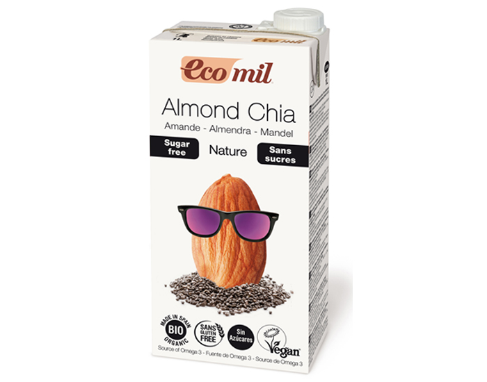 ECOMIL Lait d'Amandes Chia Nature Sans Sucres - 1 L