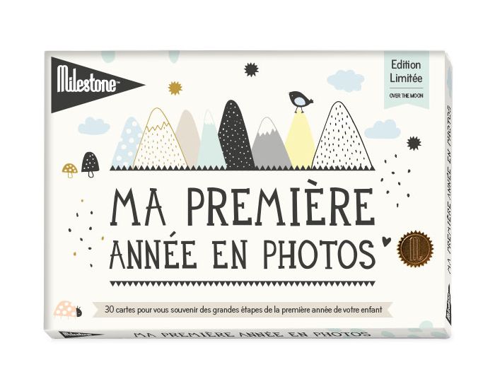 MILESTONE Cartes photos souvenirs Bb - Ma premire anne Over the Moon 0-12 mois