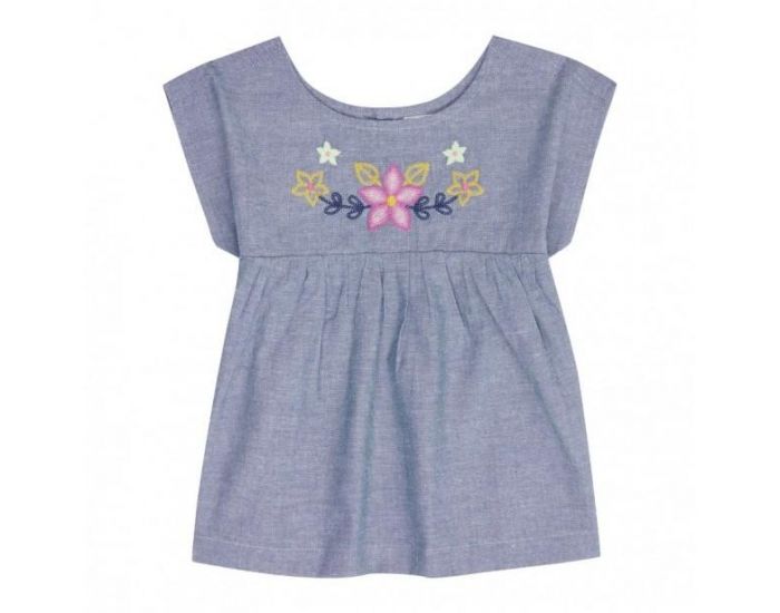 SENSE ORGANICS Blouse B�b� - Brod�e en Coton Bio - Bleu 