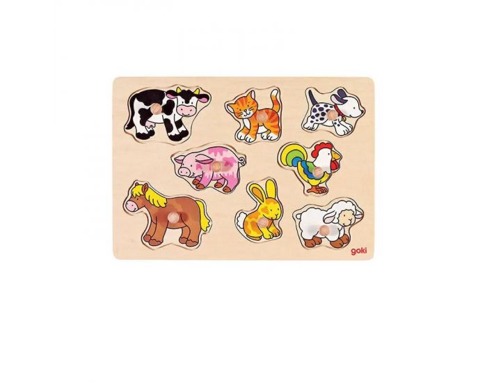 GOKI Puzzle à boutons Bébés animaux 8 éléments - Dès 2 ans