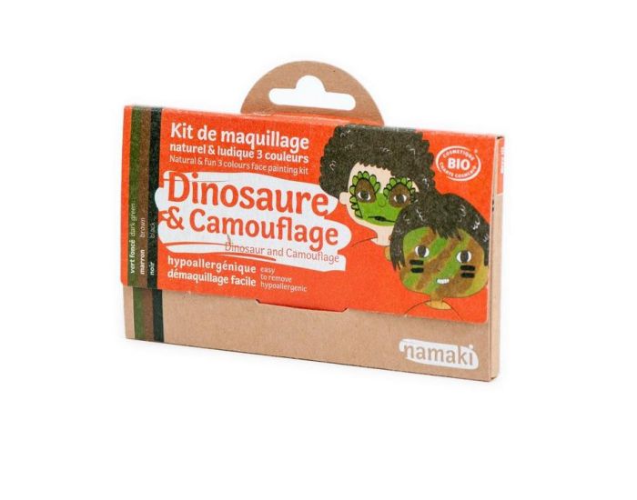 NAMAKI Kit de Maquillage 3 Couleurs - Dinosaure et Camouflage - Dès 3 ans