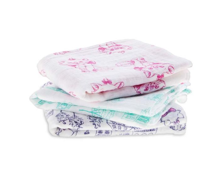 ADEN + ANAIS Lot de 3 petits Langes en mousseline de coton LES ARISTOCHATS aden + anais