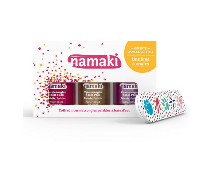 NAMAKI Coffret 3 vernis Framboise - Or - Fuchsia