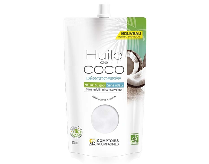 COMPTOIRS ET COMPAGNIES Huile de Coco Dsodorise Bio Sachet Souple - 500 ml