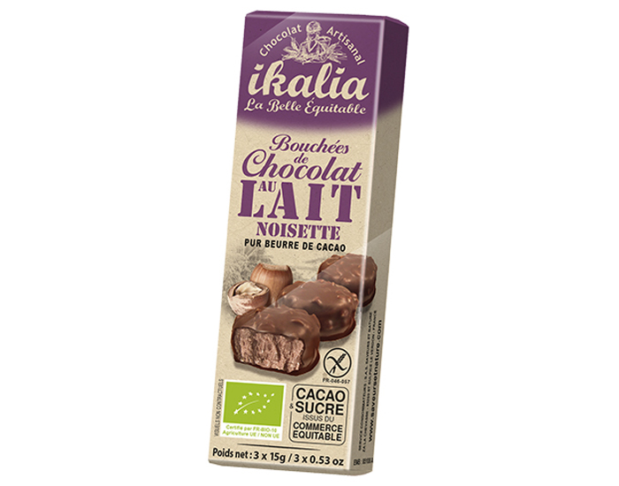 IKALIA Bouchées Praliné Noisettes - Chocolat Lait - 45 g