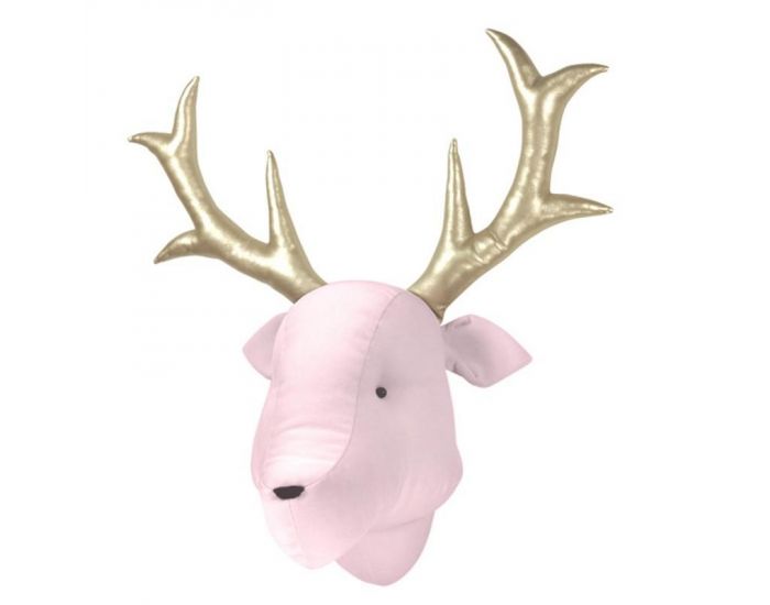 SEVIRA KIDS D�coration murale - troph�e animal en peluche - Cerf rose