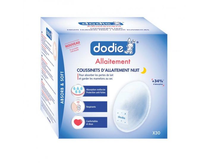 DODIE 30 Coussinets d'Allaitement en Pochette Individuelle - Nuit 