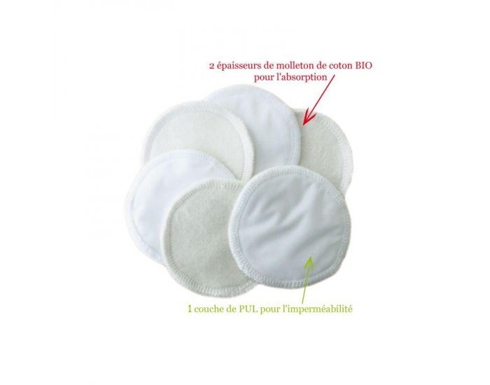 Oh qu'il est bio ! Lot de 6 Coussinets d'Allaitement en Coton Bio 