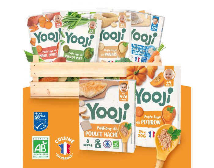 YOOJI Spcial Diversification - Pures de Lgumes, Hachs de Viandes et Poissons Bio - 45 Repas 