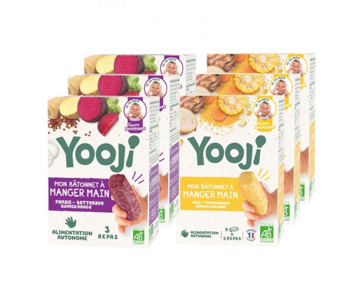 YOOJI B�tonnets � Manger-Main - Betterave & Ma�s - Lot de 6 - D�s 12 mois