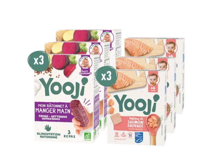 YOOJI B�tonnets � Manger-Main Betterave & Portions de Saumon Sauvage - Lot de 6 - D�s 12 mois