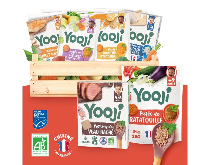YOOJI Panier 1 Mois de Repas - Pur�es Morceaux de L�gumes & Hach�s de Viande et Poisson - D�s 9 mois