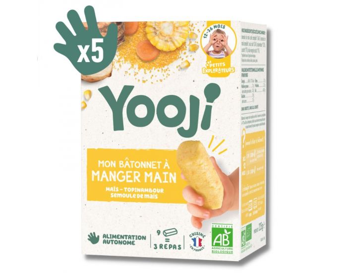 YOOJI B�tonnets � Manger-Main - Ma�s & Semoule de Ma�s Bio - Lot de 5 - D�s 12 mois