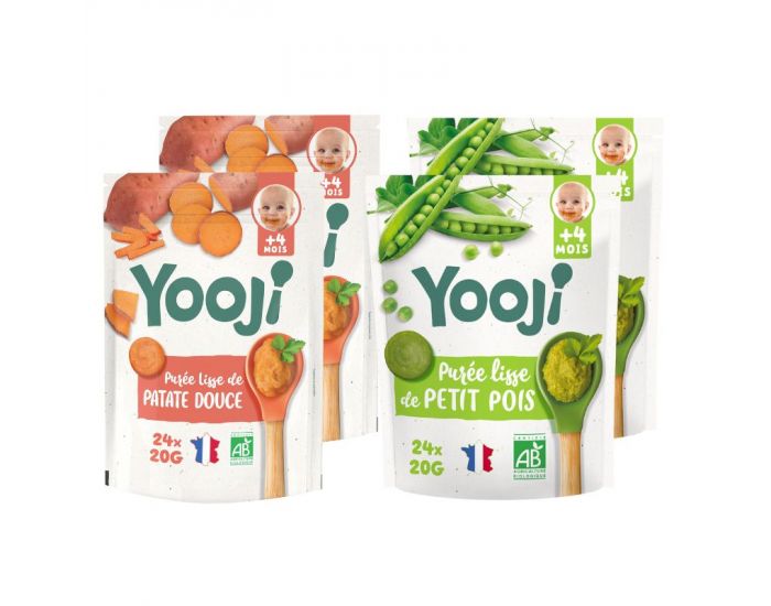 YOOJI Pur�es Lisses - Petit Pois & Patate Douce Bio - Lot de 4 - D�s 4 mois